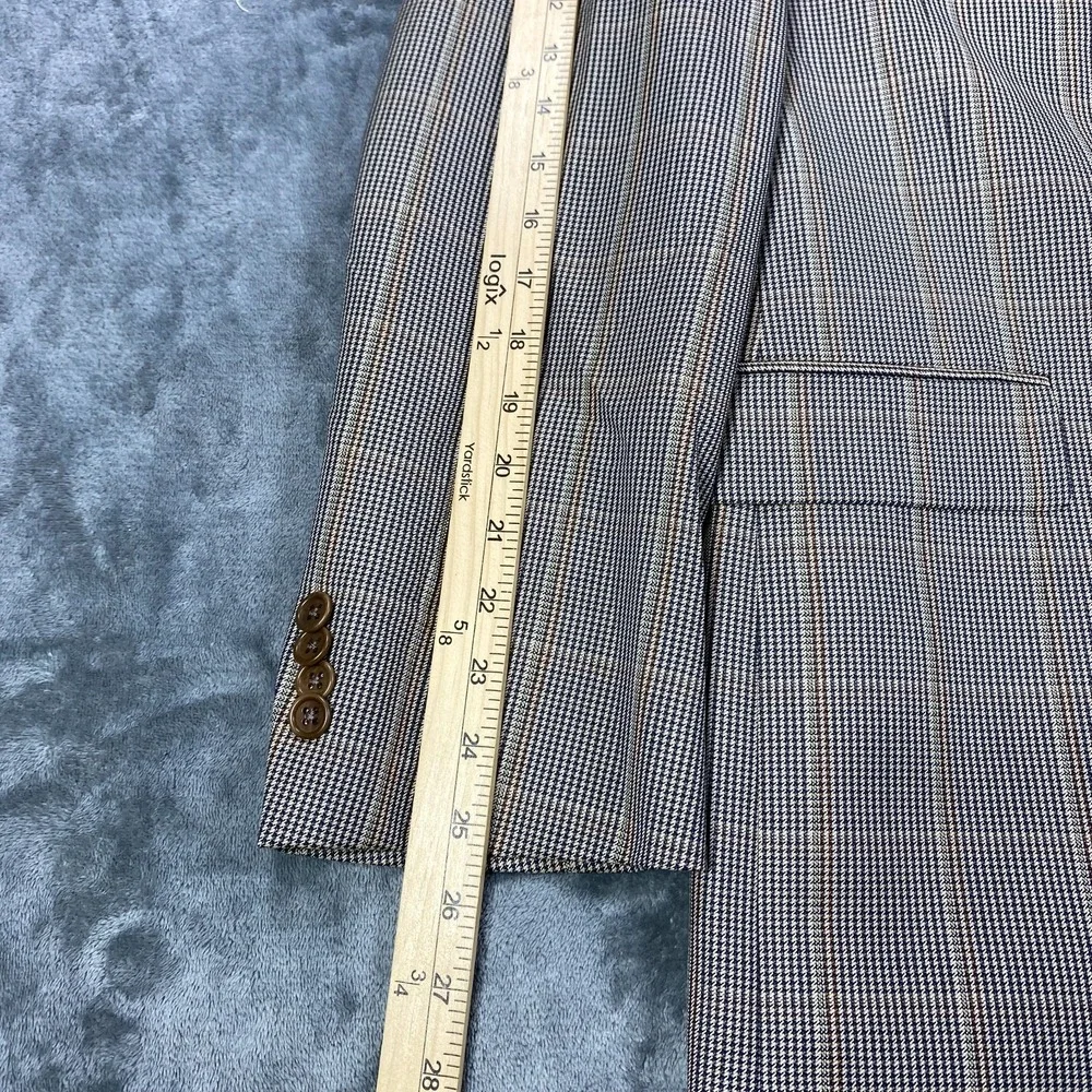 Daniel Cremieux Blazer Mens 44R 3 Button Wool Suit Jacket Windowpane Houndstooth